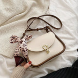 Women's PU Leather Shoulder Bag Flap Messenger Crossbody Handbag with Scarf
