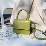 Crocodile Pattern Shoulder Bag Small Square Crossbody Bag