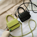 Crocodile Pattern Shoulder Bag Small Square Crossbody Bag