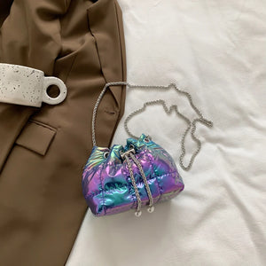 Purple Quilted Cotton Shoulder Bag for Women