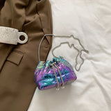 Purple Quilted Cotton Shoulder Bag for Women