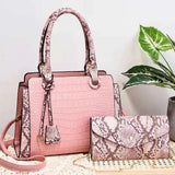 Large Capacity Crossbody Bag Retro Snake Print Splicing Handbag