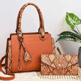 Large Capacity Crossbody Bag Retro Snake Print Splicing Handbag