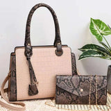 Large Capacity Crossbody Bag Retro Snake Print Splicing Handbag