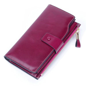 RFID Blocking Leather Key Package Zipper Hand Function Phone Purse