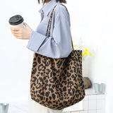 Leopard Canvas Shoulder Bag Large Beach Tote