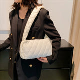 Quilted Tote Bag Women's Shoulder Underarm Bag Solid Hobo Bag