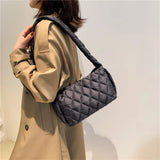 Quilted Tote Bag Women's Shoulder Underarm Bag Solid Hobo Bag