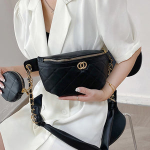 Rhombus Waist Bag Lady Two-piece Chest Bags Belt Bag