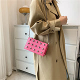 Rivet Chain Crossbody Bag Small Flap Shoulder Purse Handbag