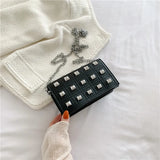 Rivet Chain Crossbody Bag Small Flap Shoulder Purse Handbag