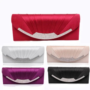 Satin Clutch Bag Chain Shoulder Wedding Envelope Pouch Ladies Party Banquet