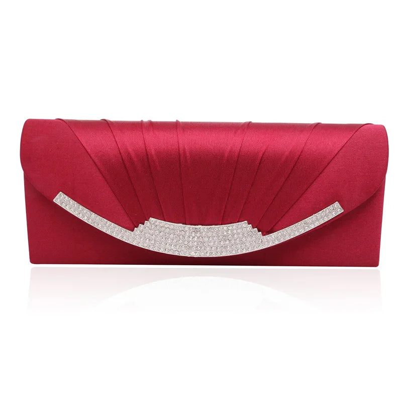 Satin Clutch Bag Chain Shoulder Wedding Envelope Pouch Ladies Party Banquet