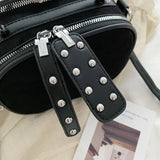 Leather Flap Bag Large Capacity Women Shoulder Crossbody Rivets Tote Handbag