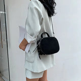 Leather Flap Bag Large Capacity Women Shoulder Crossbody Rivets Tote Handbag