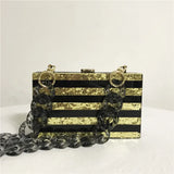 Sequins Acrylic Wallets Stripe Clutch Evening Bag Women Handbags Purses