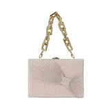 Shining Fabric Party Purse Bag Pleated Bow Mini Flap Ladies Prom Cocktail Weddin