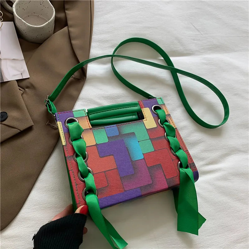 Patchwork Shoulder Crossbody Bag Tophandle Bag Ladies Handbag and Purse