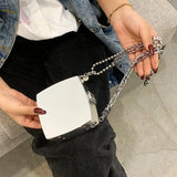 Silver Metal Box Bag Party Clutch Evening Bag Chain Crossbody Mini Bag