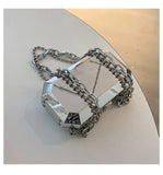 Silver Metal Box Bag Ladies Party Clutch Chain Purse Crossbody Mini Bag
