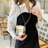 Silver Metal Box Bag Chain Purse Evening Clutch Crossbody Mini Bag