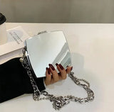Silver Metal Box Bag Party Clutch Evening Bag Chain Crossbody Mini Bag