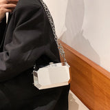 Silver Metal Box Bag Ladies Party Clutch Chain Purse Crossbody Mini Bag