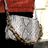 Snake Print Shoulder Handbag High Chain Crossbody Bag Totes Chain Women Bag