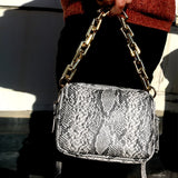 Snake Print Shoulder Handbag High Chain Crossbody Bag Totes Chain Women Bag