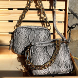 Snake Print Shoulder Handbag High Chain Crossbody Bag Totes Chain Women Bag