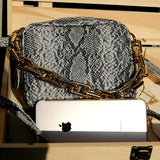 Snake Print Shoulder Handbag High Chain Crossbody Bag Totes Chain Women Bag