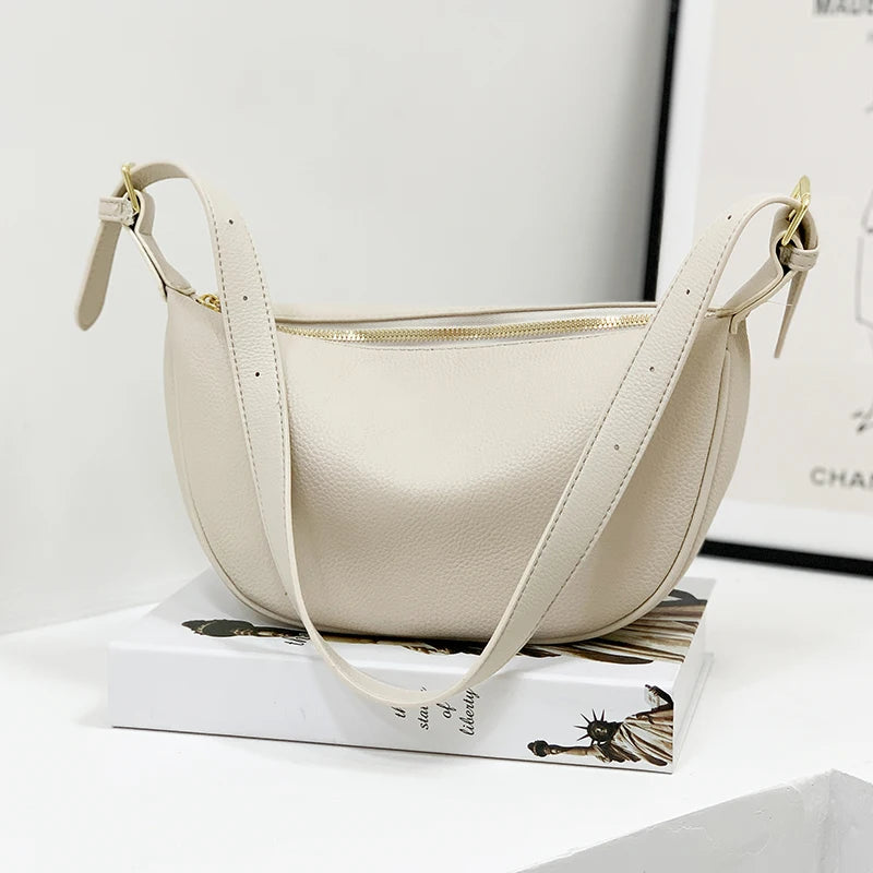 Soft Leather Handbags Solid Shoulder Crossbody Bag for Women