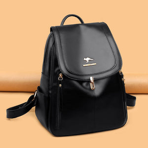 Soft Leather Backpack Women Large Capacity Purses Female Vintage Bag