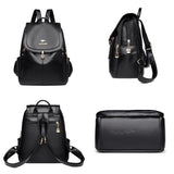 Soft Leather Backpack Women Large Capacity Purses Female Vintage Bag