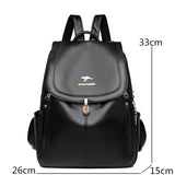 Soft Leather Backpack Women Large Capacity Purses Female Vintage Bag