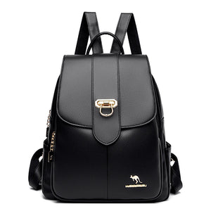 Soft Leather Backpack for Teenage Girls Large Capacity Ladies Bagpack