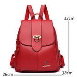 Soft Leather Backpack for Teenage Girls Large Capacity Ladies Bagpack