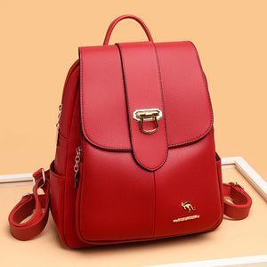 Soft Leather Backpack for Teenage Girls Large Capacity Ladies Bagpack