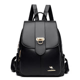 Soft Leather Backpack for Teenage Girls Large Capacity Ladies Bagpack