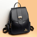 Soft Leather Backpack for Teenage Girls Large Capacity Ladies Bagpack
