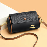 Barrel-shaped Soft Leather Handbag Shoulder Crossbody Bag for Women