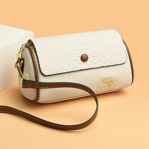Barrel-shaped Soft Leather Handbag Shoulder Crossbody Bag for Women