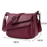 Soft Leather Women Handbags Pure Messenger Bag Double Flap Shoulder Crossb
