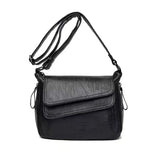 Soft Leather Women Handbags Pure Messenger Bag Double Flap Shoulder Crossb