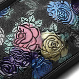 Women's Leather Messenger Shoulder Handbag Floral Multi-Pocket