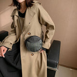 Small Round Rivet Tote Handbag with Chain Shoulder Strap