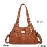 Soft Washed Pu Leather Shoulder Crossbody Bag for Women Ladies Purses and Handba