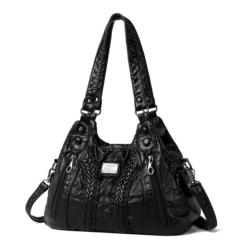 Soft Washed Pu Leather Shoulder Crossbody Bag for Women Ladies Purses and Handba