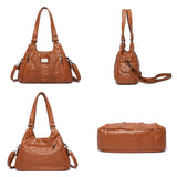 Soft Washed Pu Leather Shoulder Crossbody Bag for Women Ladies Purses and Handba