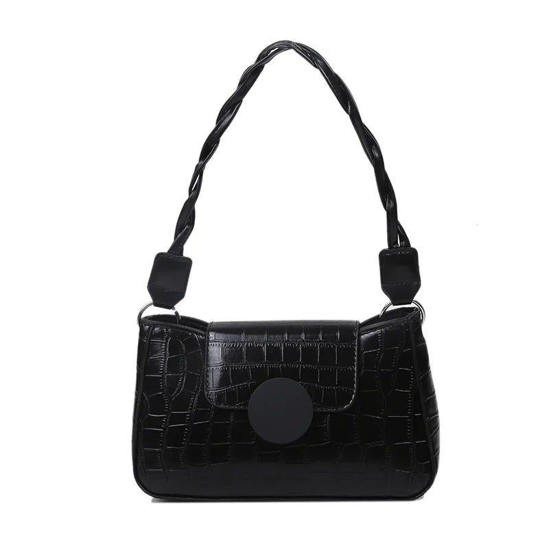 Square Flap Bag PU Leather Women's Handbag Stone Pattern Chain Shoulder